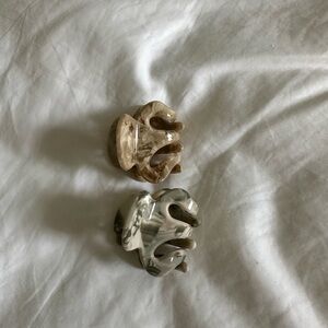 Anthropologie tan marbled and green marbled mini hair clips